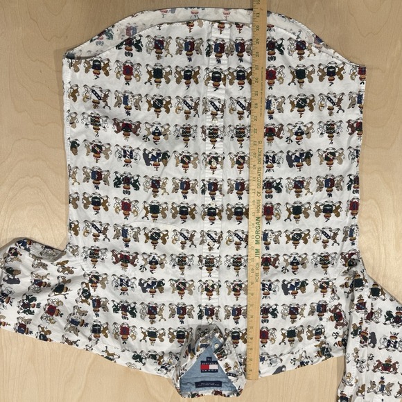 VTG Tommy Hilfiger Mens Large long sleeve button down shirt All Over Crest Logo - Picture 6 of 7